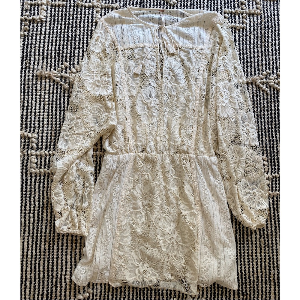 Free People Lace Tassel Dress Sz S EUC